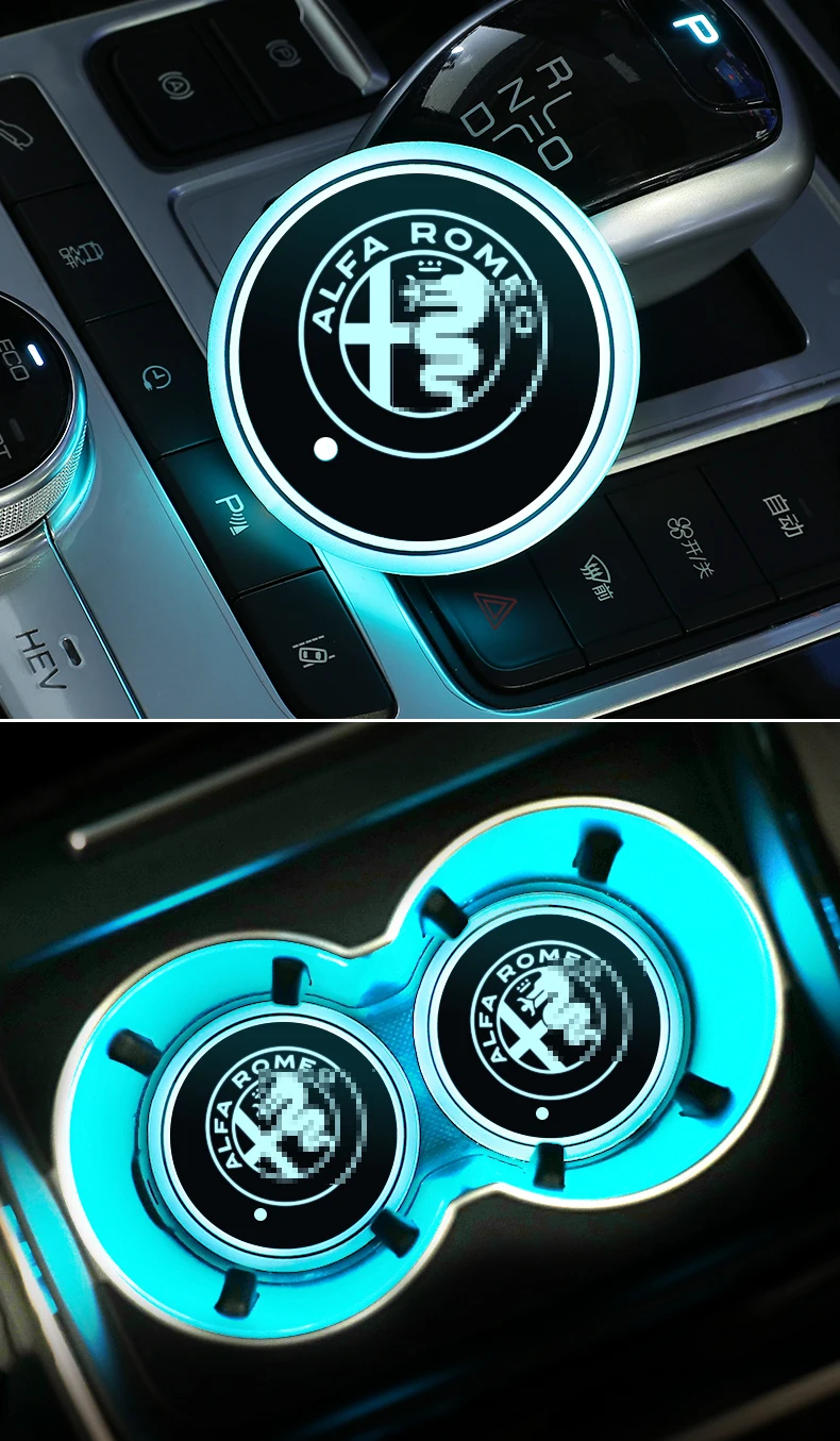 Aiwins автомобильный светящийся коврик для посуды для Alfa Romeo Giulia Stelvio автомобильный светящийся Логотип Аксессуары Atmospherelight