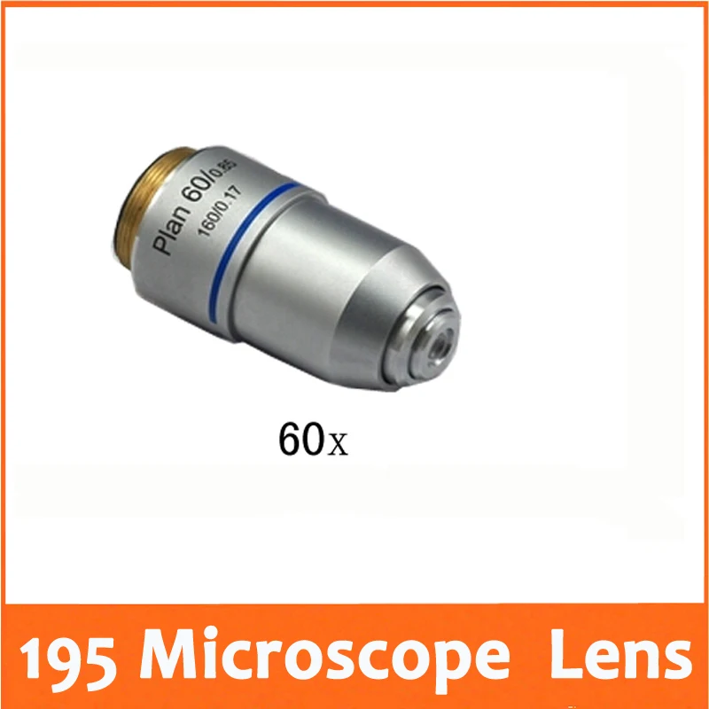 

60X L=195 Plan Achromatic Biological Microscope Objective Lens Laboratory Biomicroscopy Accessories 20.2mm for Medical Science
