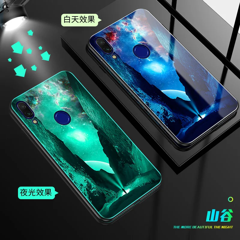 SemgCeKen светящийся чехол из закаленного стекла для Xiaomi Redmi Note 7 8 pro 8pro 7s 7pro note7 note8 3d роскошный чехол для телефона - Цвет: 7