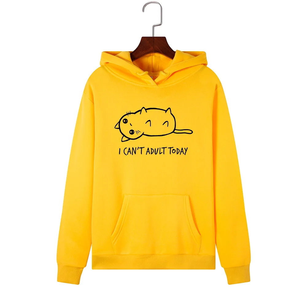 SINGRAIN ленивый кот Толстовка Женская Плюс Размер Теплый kpop Hoddies зима Harajuku Толстовка Забавный мультфильм печати Polerones Mujer