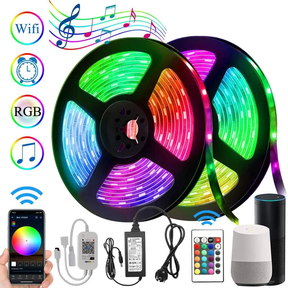 

2835 LED Strip 12V WIFI Controller 60LEDs/m Luces LED Waterproof Neon Strip for New Year Decoration Diode Tape Christmas Lights