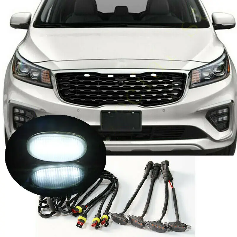 

Fit For Kia Sedona 2012-2021 LED Car Front bumper Grille LED White Light Raptor Style Light Kit Decor W/ Wire Speed