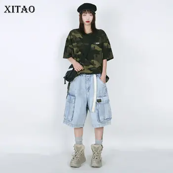 

XITAO Washed Denim Cargo Pants Fashion New Pocket 2020 Spring Summer Trendy Street Loose Five-point Pants Minority DMY3514