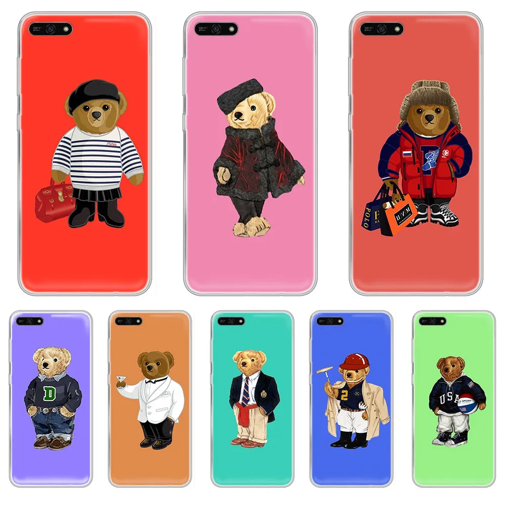 

trend fashion luxury Fashion Bear tpu cover Transparent Phone Case For HUAWEI honor mate 7A 8S 8X 9 9X 10 20 30 pro pro lite