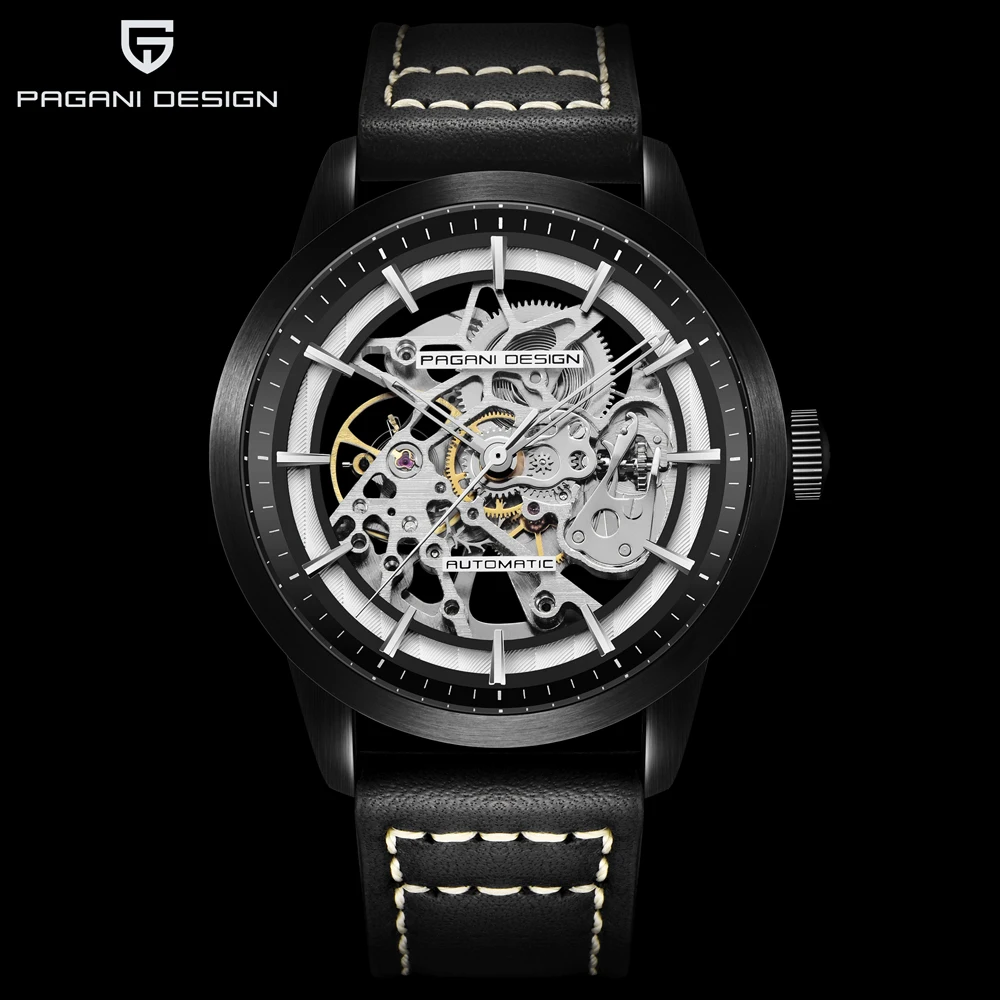 2020 free shipping PAGANI DESIGN Brand Fashion Leather Gold Watch Men Automatic Mechanical Skeleton Waterproof Watches Relogio Masculino Box (16)