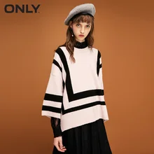 Только осень зима женский свободный крой полосатый запястье рукава вязать | 118313570