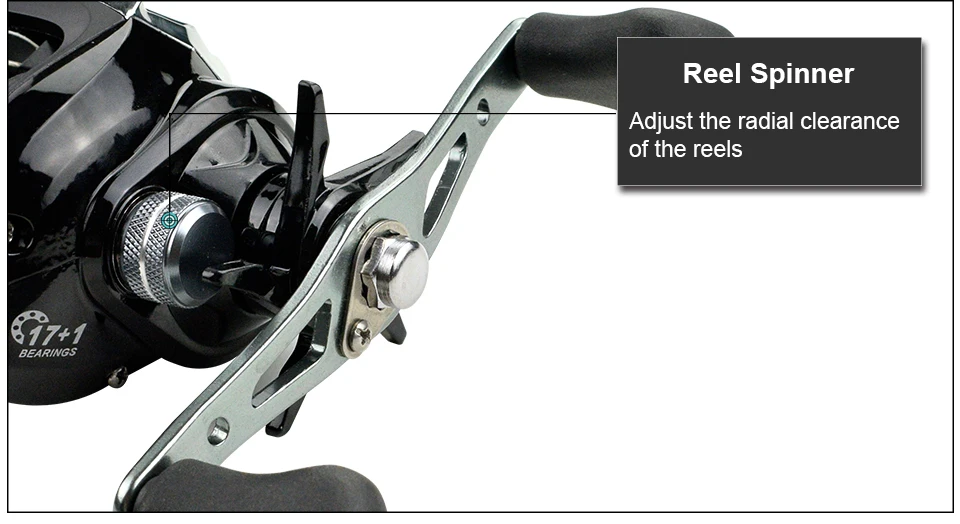 GLUREE Baitcasting Fishing Reel 17+1BB 7.11 220g Metal Line Cup Silver Black Left Right Hand Lure Fishing FreshSalt Water Reel (16)