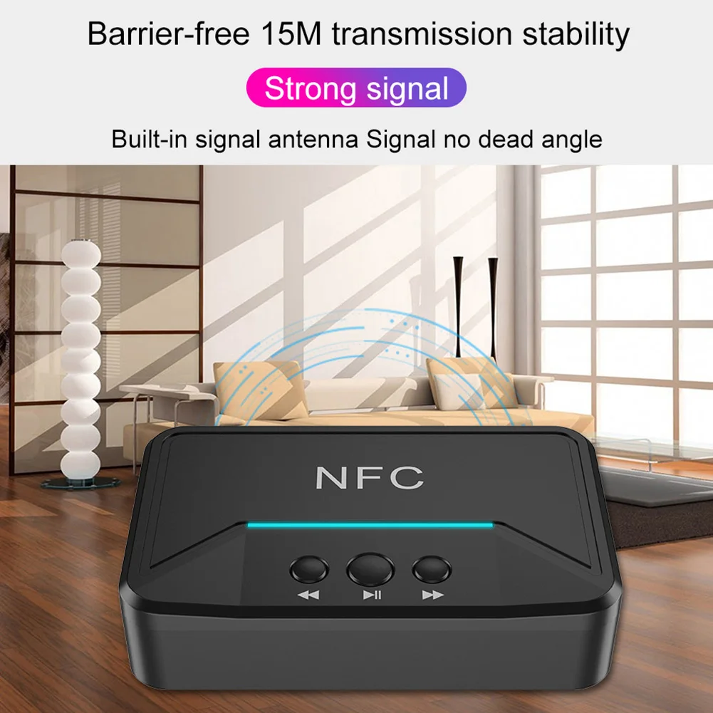 Bluetooth 5 0 Receiver Smart NFC A2DP RCA AUX 3 5MM Jack Wireless Adapter Suppotr USB Play For Car Household Speaker Headphone