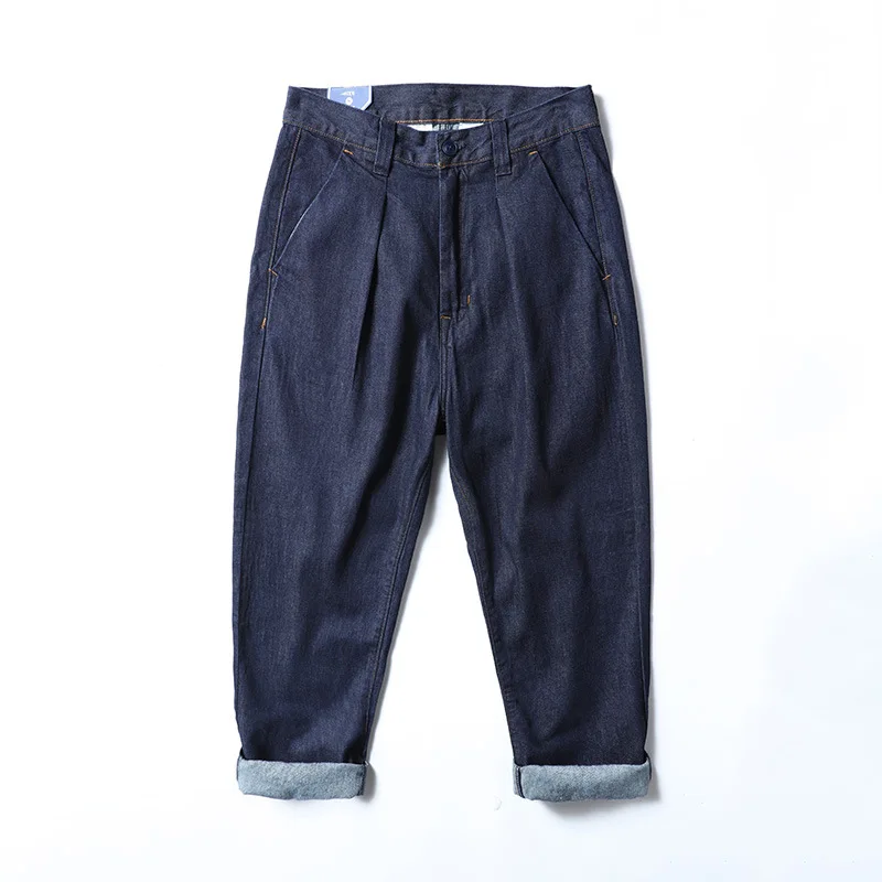 Harem Jeans Denim Pants Retro Loose Japan-Style Vintage Blue Male Straight Casual Men