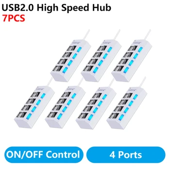 

[7 PCS] High Speed HUB USB 2.0 with switches 4 Ports Splitter USB Power Adapter Expander USB HUB
