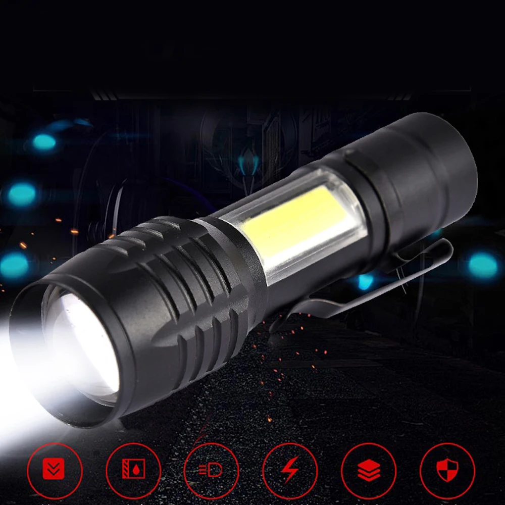 Из алюминиевого сплава для улицы COB USB Перезаряжаемый Zoom-able светодиодный фонарик CampingTorch лампа