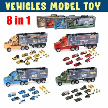 

Container Truck Army Police-Construction Fire-Engine Vehicles Model Excavator Helicopter Submarines Kid Boy Christmas Gift