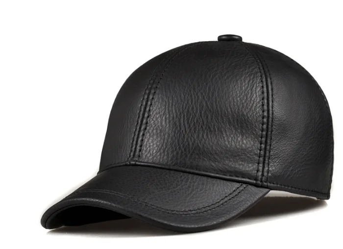 Verkäufe Winter männer braun/schwarz Farbe Echt Leder Baseball Caps Männer Damen Jugend Ente Zunge Warmer Hüte Hip Pop motorhaube Femme – Detail 4