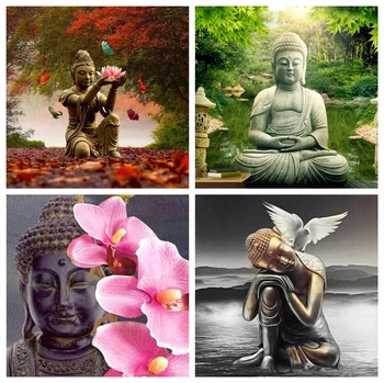 

Huacan New 5D Diamond Painting Buddha Full Square DIY Diamond Embroidery religion Art Decorations Home