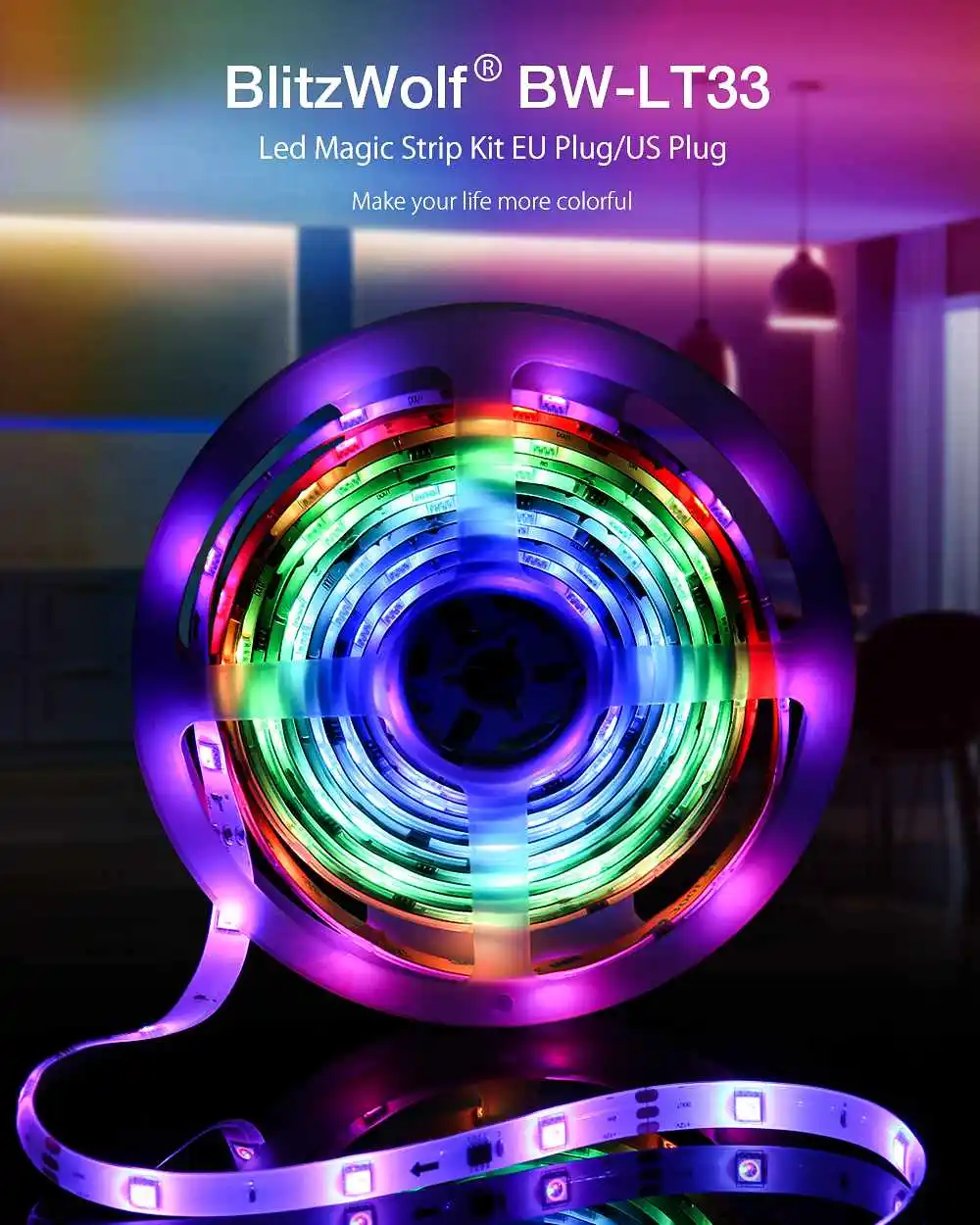 BlitzWolf BW-LT33 5M WS2811 5050 Smart IC Music Magic LED Strip Light description image