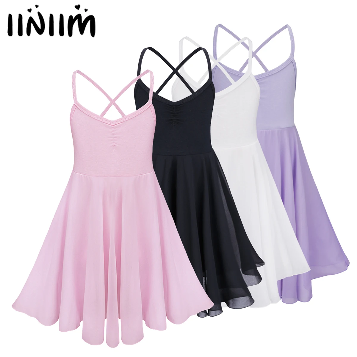 Iiniim/шифоновое платье для балета, класса, балерины, гимнастического трико для девочек, подростковые лирические костюмы, балетное платье-пачка