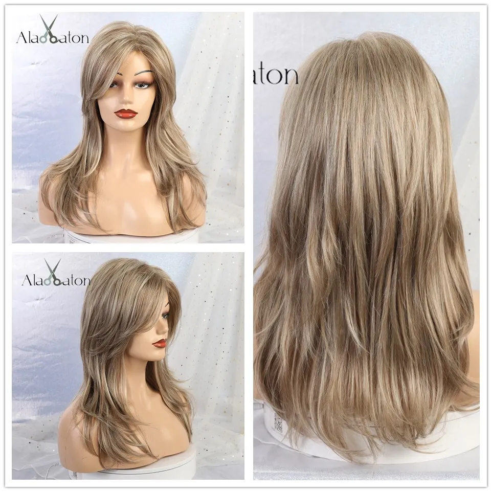 ombre preto marrom mel peruca com destaques