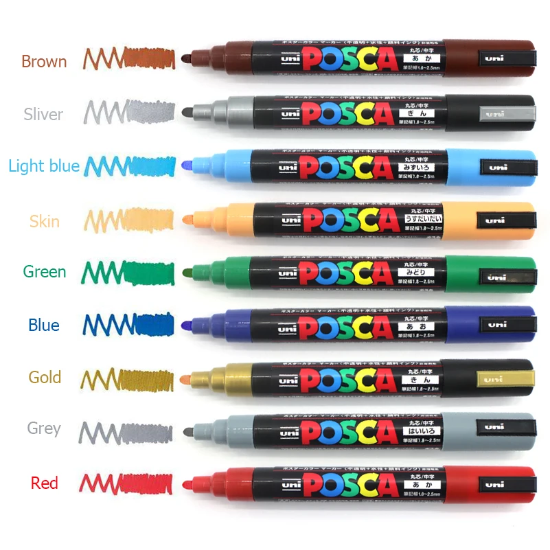 UNI POSCA PC-3M рекламная Краска Маркер ручка 8/15 цвет в коробке Перманентный маркер 0,9-1,3 мм