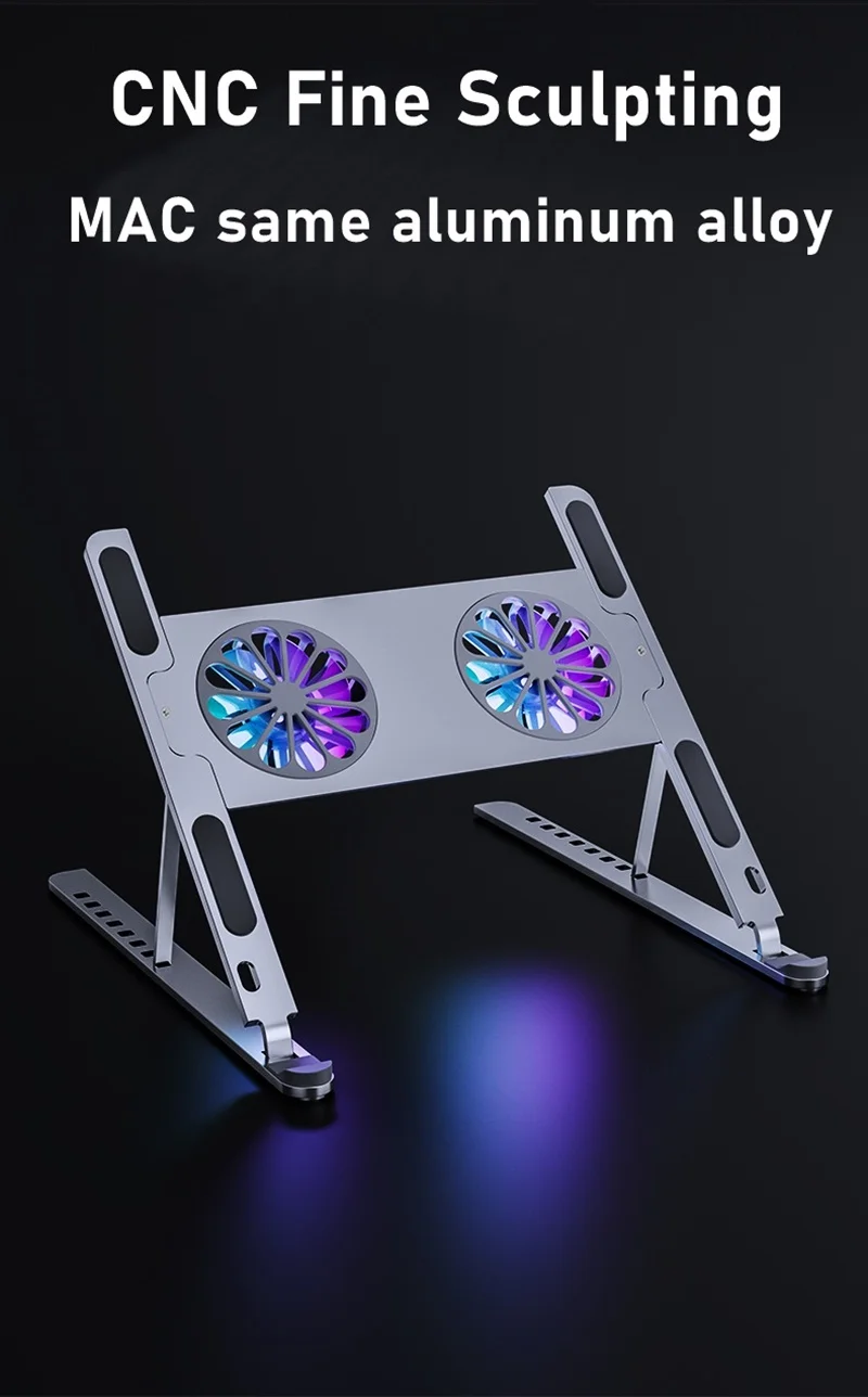 Aluminum Adjustable Laptop Stand For Macbook Computer PC iPad Tablet Support Notebook Stand Cooling Fan Pad Laptop Holder Base cell phone stand for desk