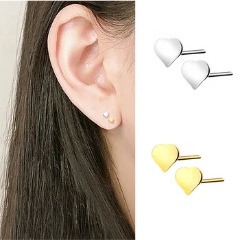 

925 Sterling Silver Stud Earrings For Women Tiny Star Earring Heart Earings Piercing Gold/Silver 2 Colors Hypoallergenic