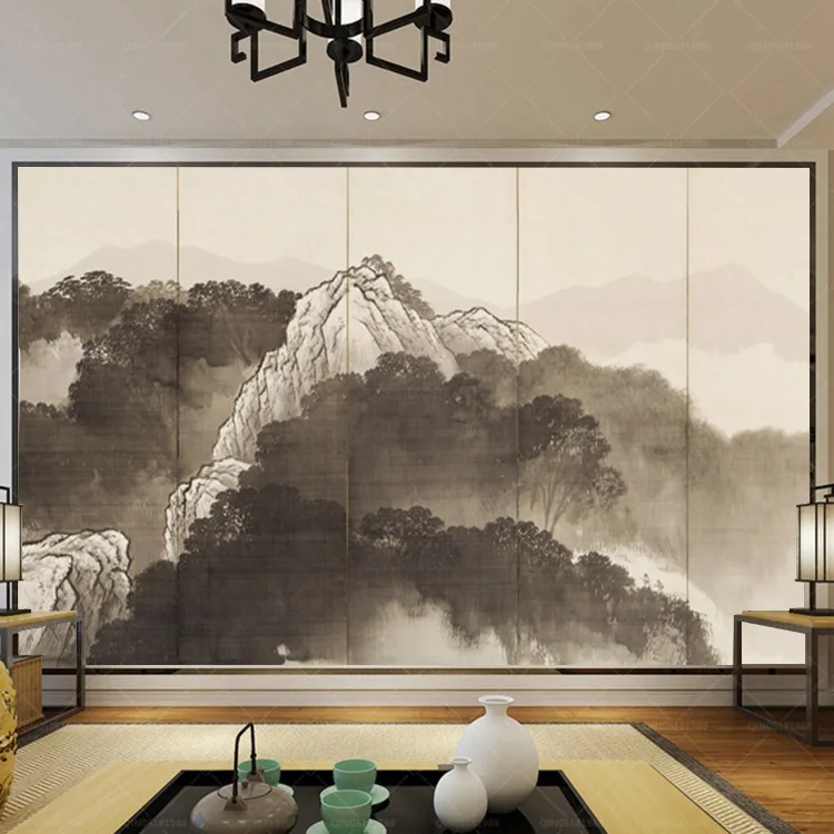 

3D TV Backdrop Ukiyo-E Landscape Simple liu qu Screen Decorative Painting High-definition Painting Living Room Horizontal Wallpa