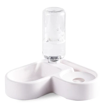 

Pet Feeder Bowl Automatic Water Double Bowls Food Wall Corner Save Space 500Ml Bottle Drinking Kitten Dogs Products
