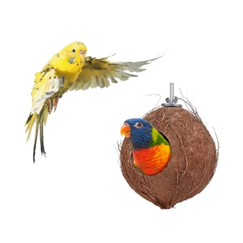 

Toys Natural House Decoration Warm Bird Cage Home Hamster Squirrel Parrot Nest Breeding Parakeet Durable Coconut Shell Feeder