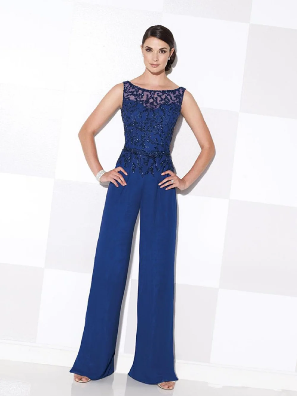 Crockoonboo Beading Chiffon Jumpsuit Mother Suit Formal Evening Party Suit Customized Women Special Occasion Party Gowns