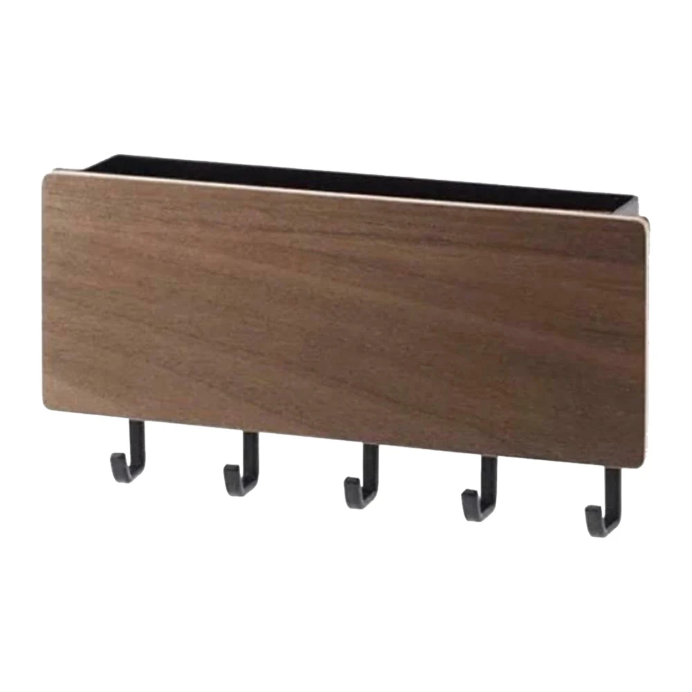 

Wall Mounted Wooden Key Letter Holder Storage Box Hanger with 5 Hooks + 1 Slot 18x9.5x3.5 Cm Wall Mount Hooks Key Holders