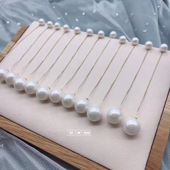 

Free Ship New Shinning Double Sides Ball Pearl Earrings Simple Style Long Snake Chain Drop Earrings for Women Accessories Bijoux