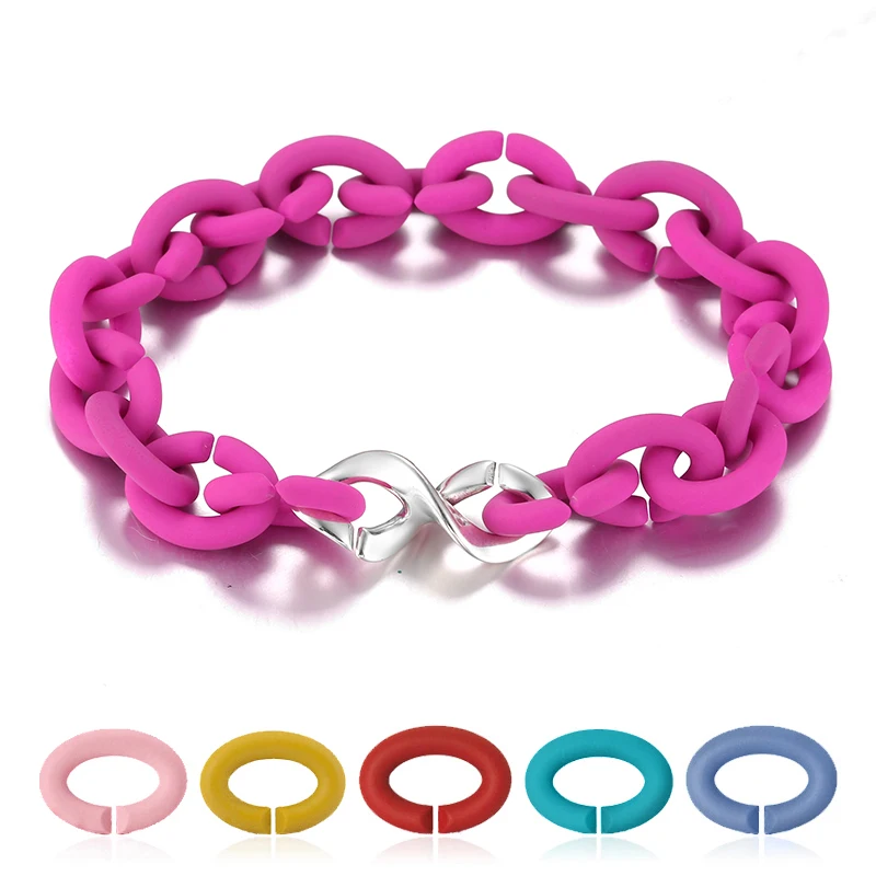 

2019 New Fashion 925 Sterling Silver Original 8 Charm 10 Color Hard Rubber X Bracelet For Women Jewelry European style Bracelet
