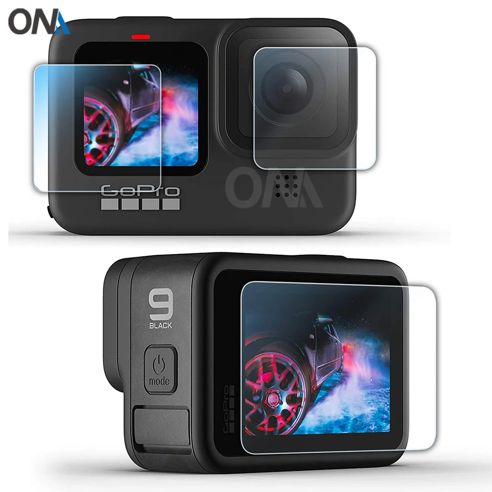 Go Pro Hero 9-Película de pantalla de vidrio templado, Protector para Gopro Hero 9, accesorios para cámara de acción, Protector de lente templado