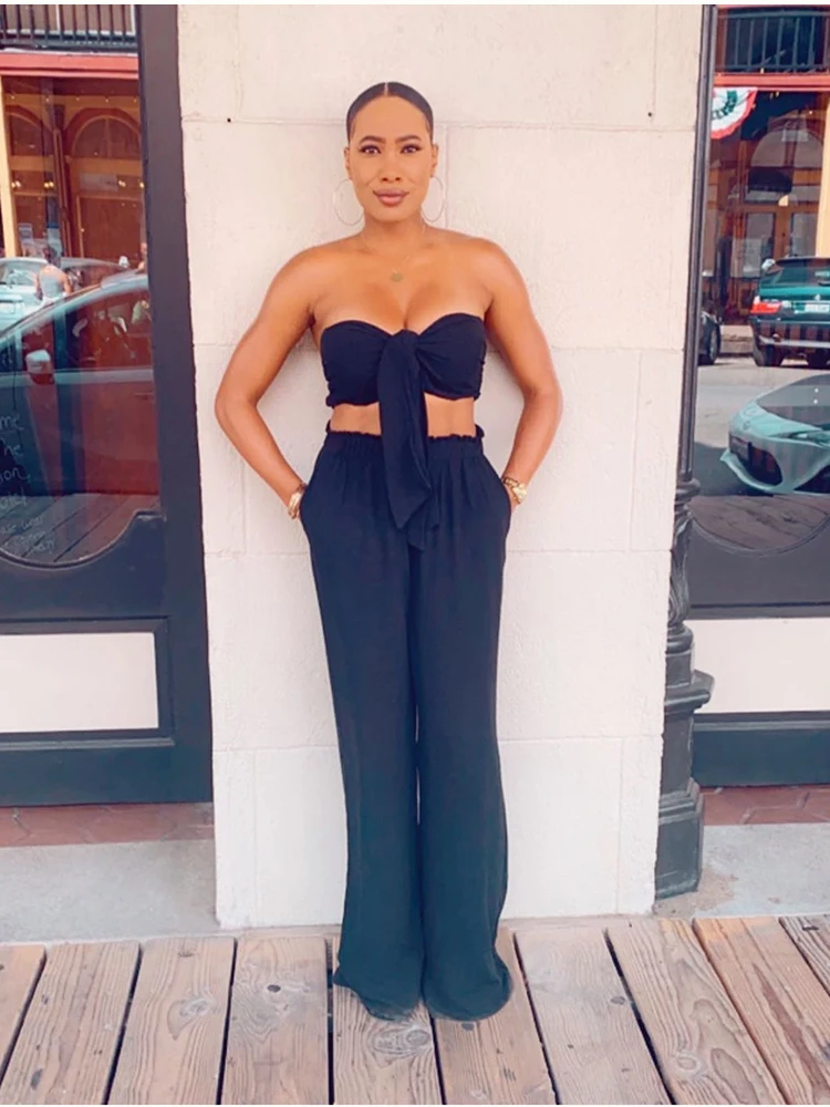 Sets Womens Outfits Sexy Strapless 