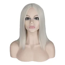 Прямые синтетические волосы 14 дюймов средней длины парики белый парик для косплея для женщин термостойкие волокна накладные волосы на каждый день
