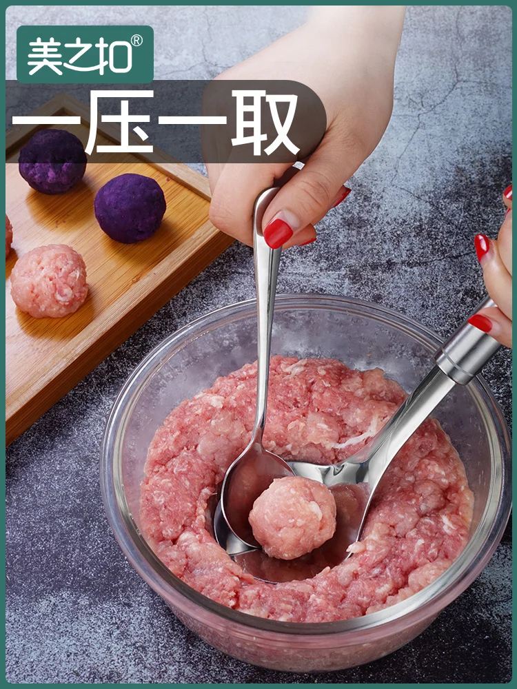 Stainless Steel Press down Meatball Maker Kitchen Gadget Meatballs