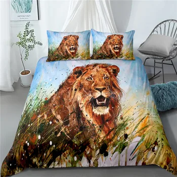 

Color gouache animal HD printing full size 229 * 299 single bed small quilt cover 1.5M bedroom 3 piece set 1 piece bed cover