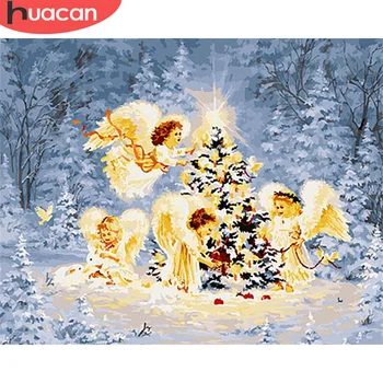 

HUACAN DIY Pictures By Number Angel Kits Painting By Numbers Christmas Drawing On Canvas Hand Painted Paintings Home Decor