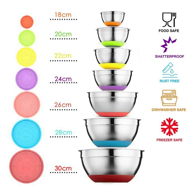 Stainless Steel Mixing Bowl Set Lids  304 Stainless Steel Salad Bowls Set  - 18-32cm - Aliexpress