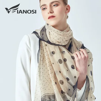 

[VIANOSI] New Summer Woman Scarves Dot Print Silk Scarf for women Big size beach stoles elegant hijab brand shawls