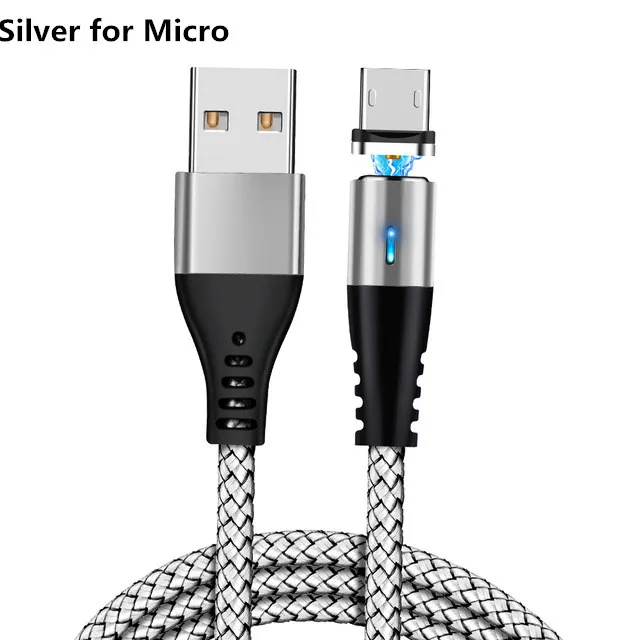Silver for Micro Vanniso кабель Micro USB Магнитный кабель для iphone Xiaomi Быстрая зарядка 1 м 2 м Мобильный телефон usb Тип C магнит Зарядное устройство USB шнур - Цвет: Silver for Micro