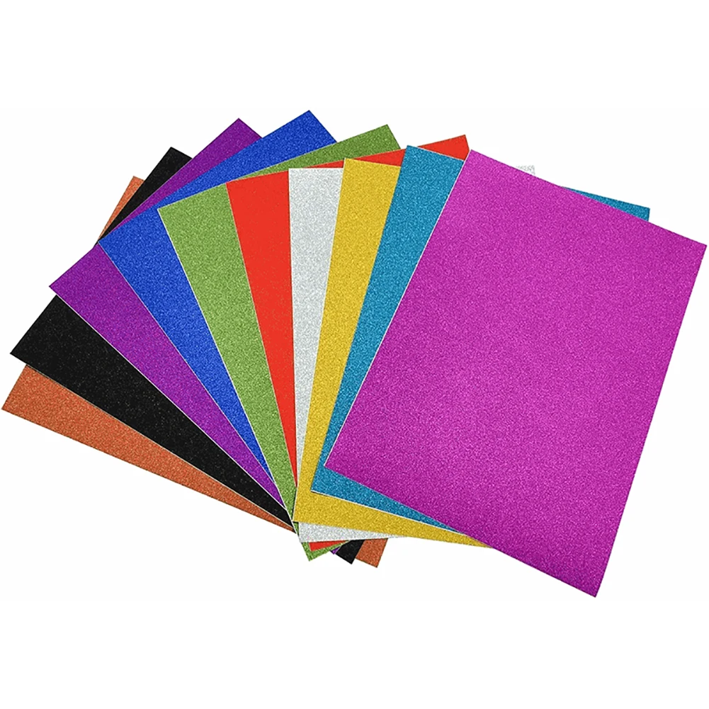 A4 Manual Gift Thick Decorating Self Adhesive Crafts Kindergarten Glitter Sheets Embossed Paper Diy Powder 10pcs/set,glitter embossed paper