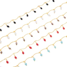 Best Offers 1 Meter 18K Gold Plated Glass Faceted Teardrop Brass Chain SolderedHandmade Chain Findings for DIY Jewelry Necklace Making Best Offers 1 Meter 18K Gold Plated Glass Faceted Teardrop Brass Chain SolderedHandmade Chain Findings for DIY Jewelry Necklace Making