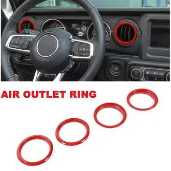 

4pcs Dashboard Panel Air Condition Air Vent Outlet Ring Cover Trim Decoration for Jeep Wrangler Jl 2018 2019 Car Styling Sticker