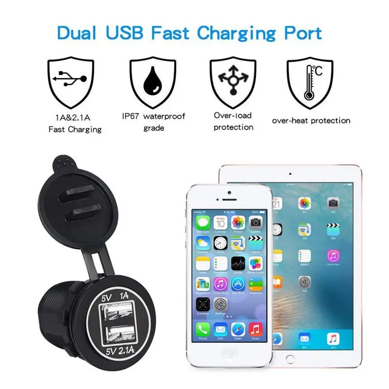 Boat Marine Rocker Switch Panel 8 Gang Waterproof ON Off Toggle Switches with Digital Voltage Display 3.1A Dual USB Power Charge