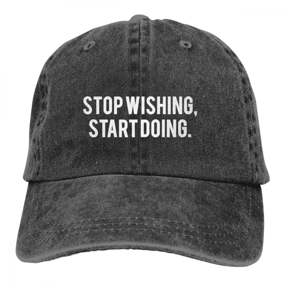 Стоп желая начать делать Casquette черный унисекс Мужские Женские джинсовые бейсболка с ремешком кепки Регулируемый Гольф папа шляпа