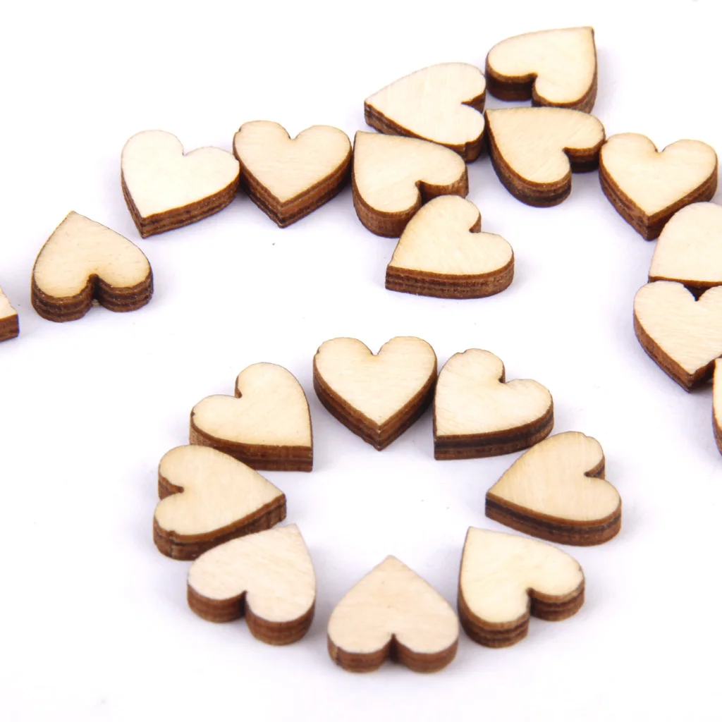Lots Wooden Love Heart Rustic Wedding Table Scatter Decoration Crafts