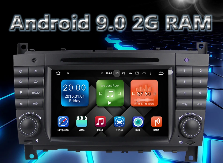 Eunavi 4 Core 2 Din Android 9,0 автомобильный Dvd плеер радио Gps для c-класса W203 2004-2007 Clk W209 2005 A-w168 1998 2002 Clk-c209