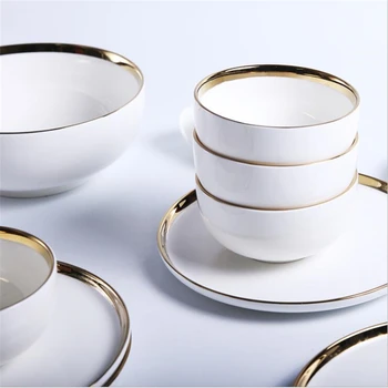 

Kitchen Light Luxury Phnom Penh Ceramic Tableware Dishes Plates Household Dinner Soup Bowl Plate Rice Noodles Bowls Gift Set