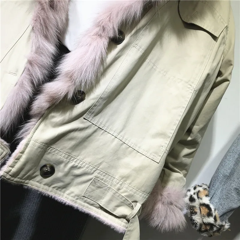 Winter Jacket Women Short Parker Clothing Women's Winter New Real Fox Fur Collar Parker Jacket Ladies Warm Street Coat