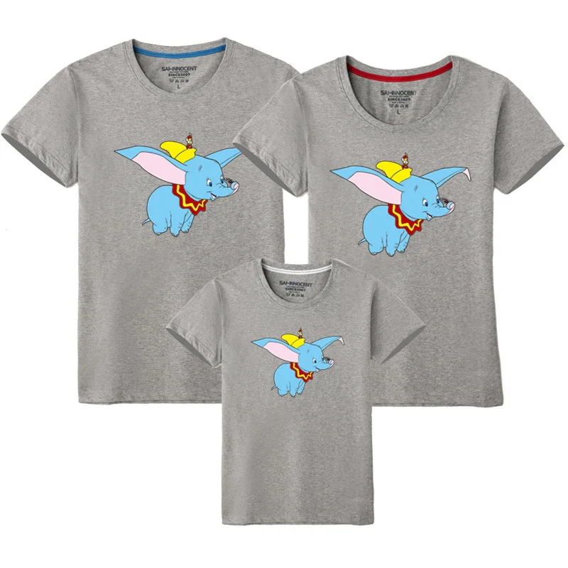 Футболки Dumbo Одинаковая одежда для семьи Одежда для мамы и меня футболка с короткими рукавами Dumbo одинаковые Комплекты Одежда для мальчиков на Рождество